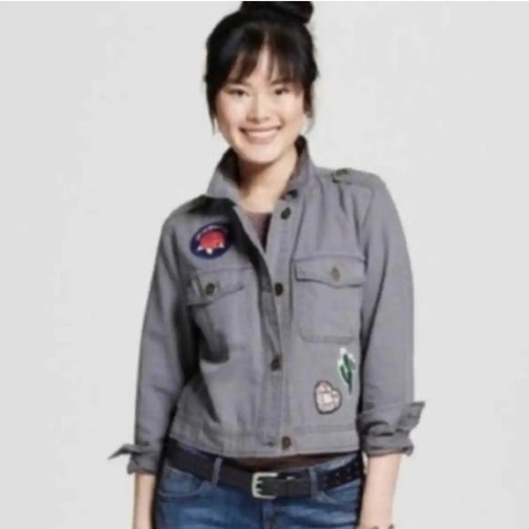 Y2K Mossimo Military Jacket with Patches - Picture 13 of 13